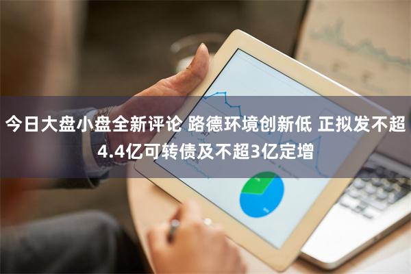 今日大盘小盘全新评论 路德环境创新低 正拟发不超4.4亿可转债及不超3亿定增