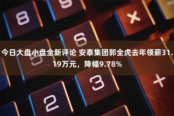 今日大盘小盘全新评论 安泰集团郭全虎去年领薪31.19万元，降幅9.78%