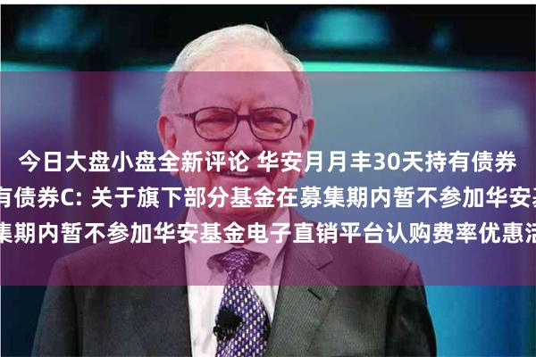 今日大盘小盘全新评论 华安月月丰30天持有债券A,华安月月丰30天持有债券C: 关于旗下部分基金在募集期内暂不参加华安基金电子直销平台认购费率优惠活动的公告